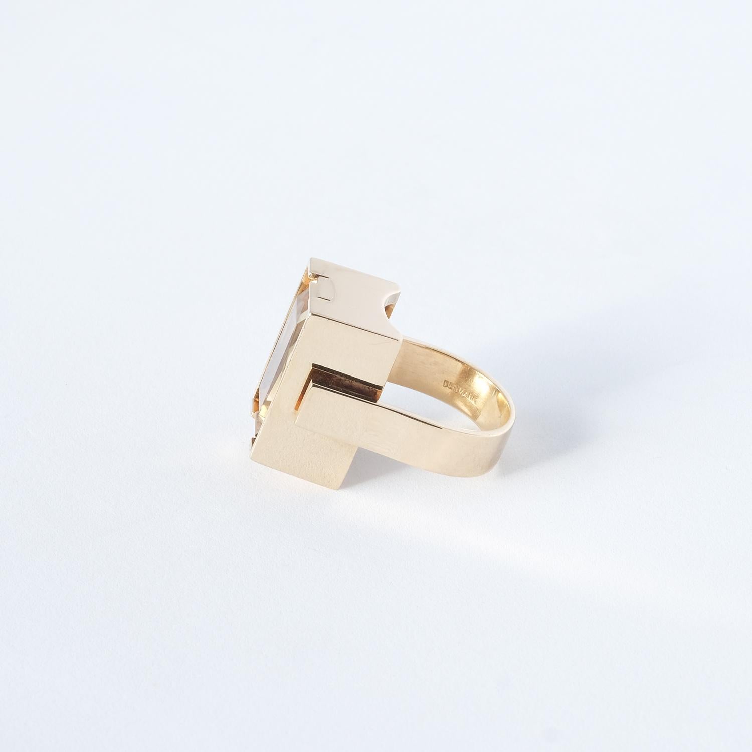 Danish Gold Ring with Citrin, 1970s