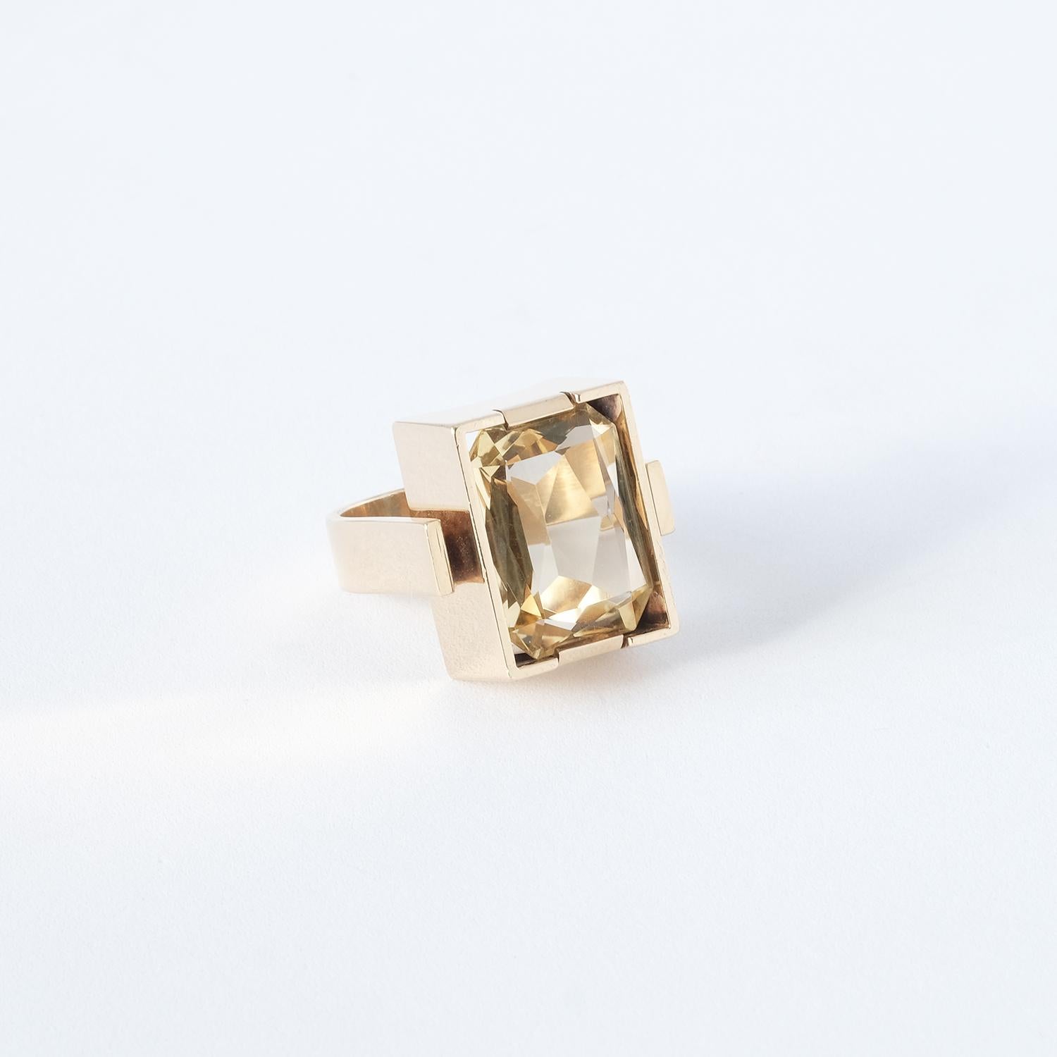 Gold Ring with Citrin, 1970s 2