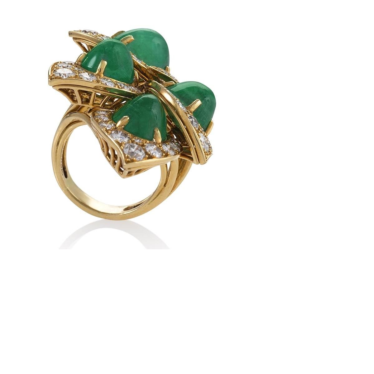 Gold Ring with Diamonds and Emeralds by Marchak In Excellent Condition In New York, NY