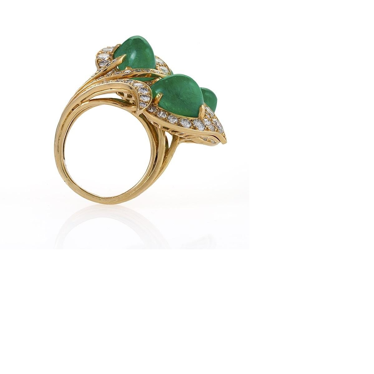 Women's Gold Ring with Diamonds and Emeralds by Marchak