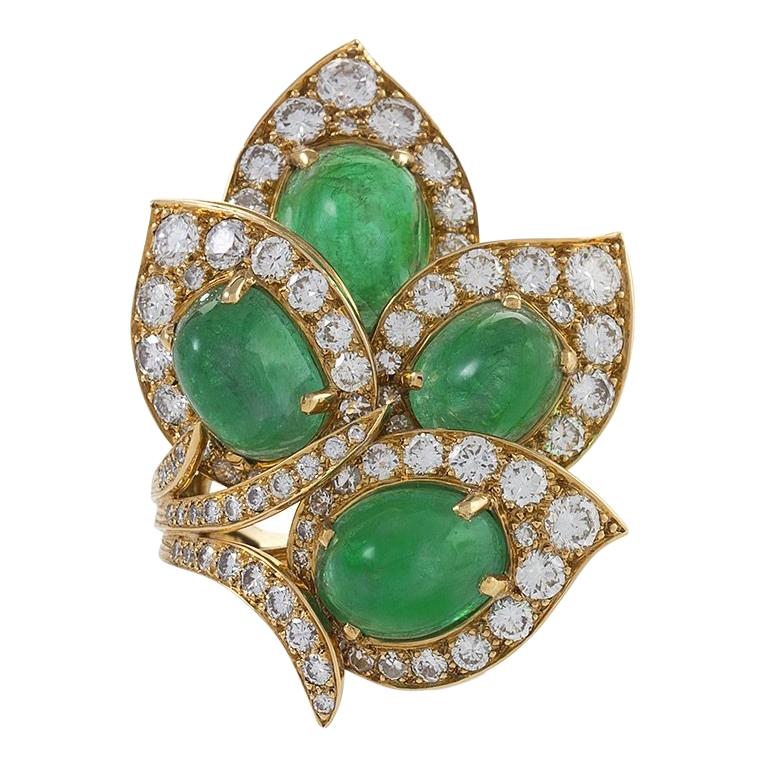 Gold Ring with Diamonds and Emeralds by Marchak