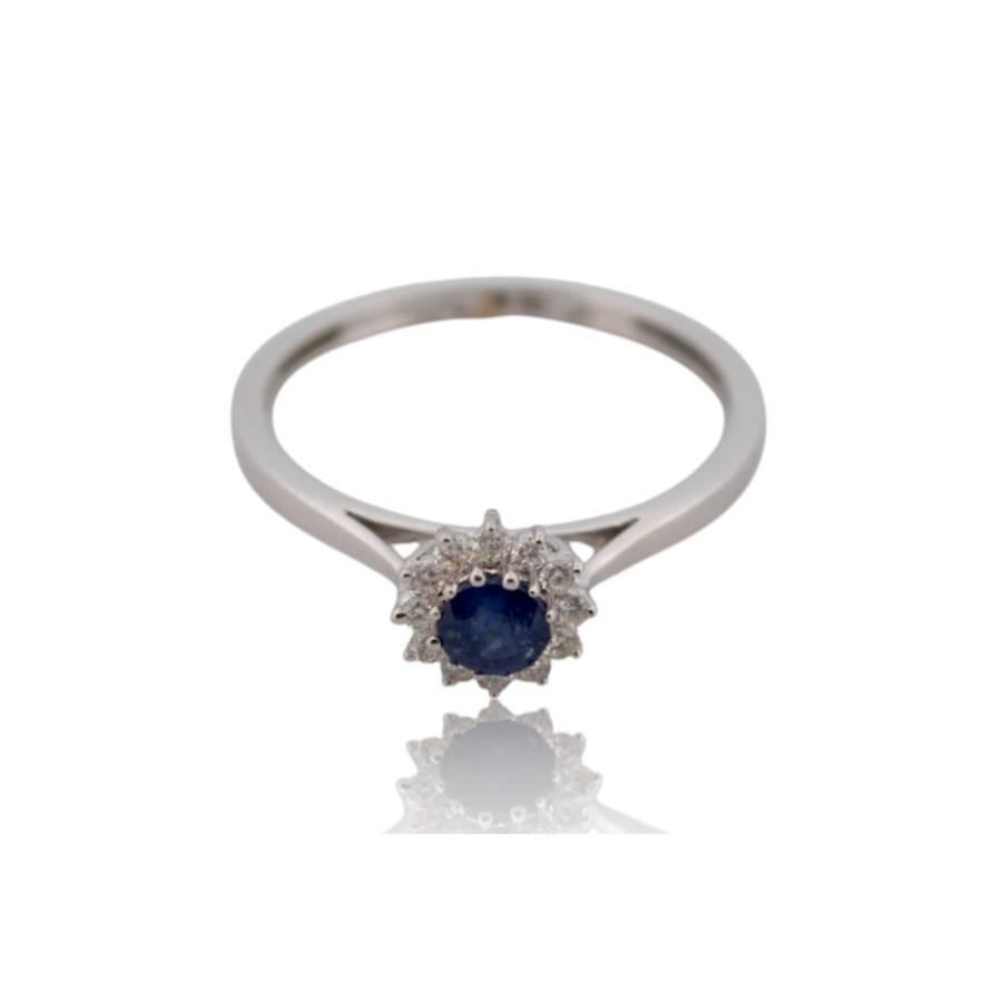 Goldring mit Diamanten und Saphiren Damen im Angebot