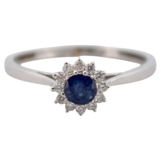 Goldring mit Diamanten und Saphiren im Angebot