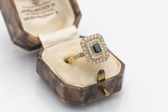 Gold ring with diamonds and sapphire, France, mid XX century