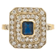 Gold ring with diamonds and sapphire, France, mid XX century