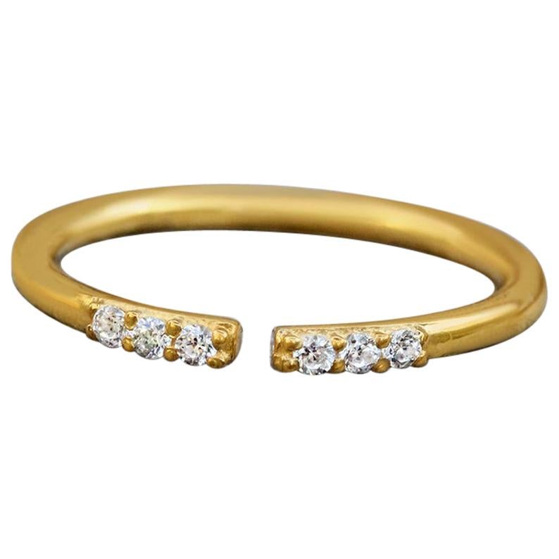 Gold Ring with Diamonds, Dainty Diamond Ring, 14 Karat/18 Karat Solid Gold Ring For Sale