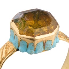 Gold Ring with Enamelled Bezel and Table-Cut Paste. England, mid-17th century.
