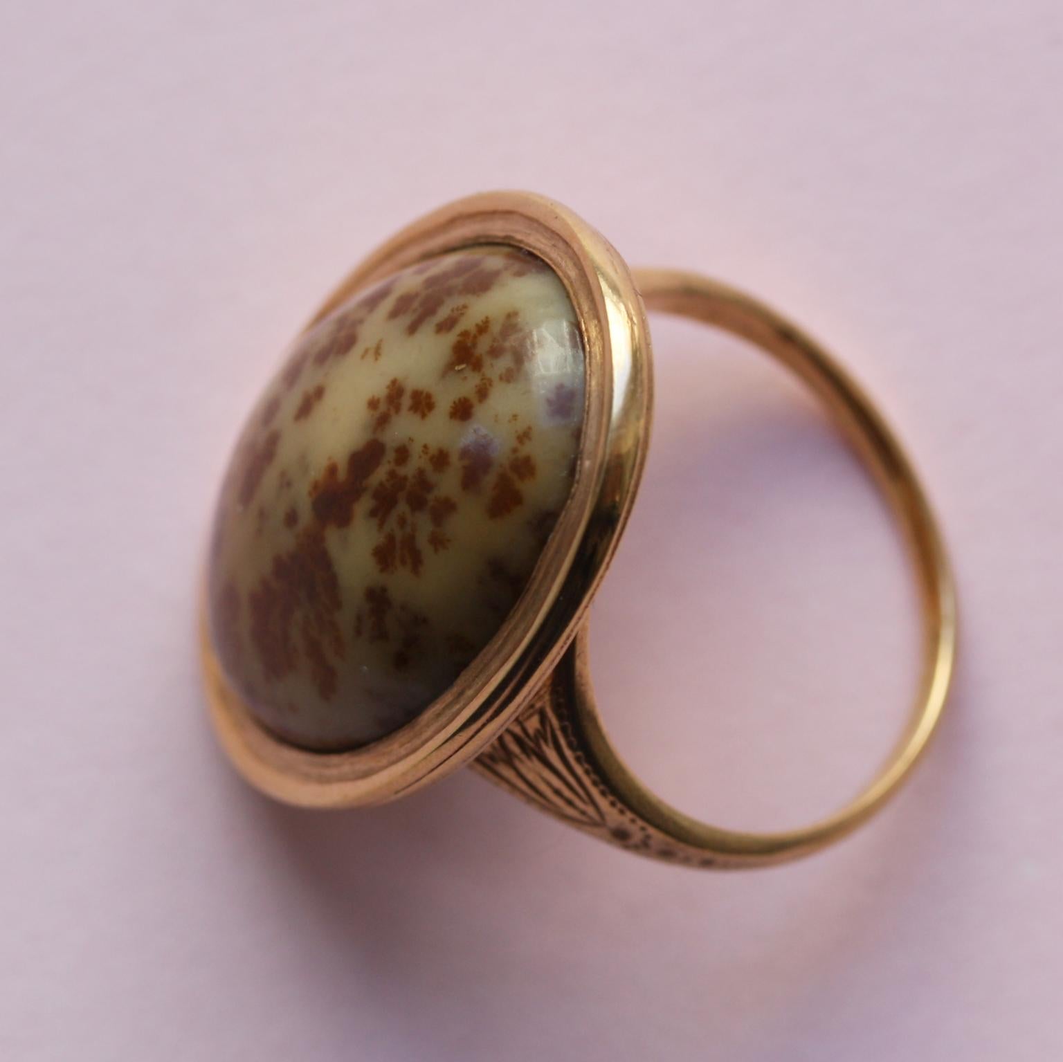 Women's or Men's Gold Ring with Jasper