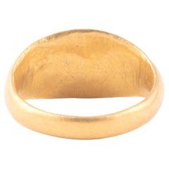 Gold Ring With Large Oval Garnet Cabochon Merovingian 4th-6th Century