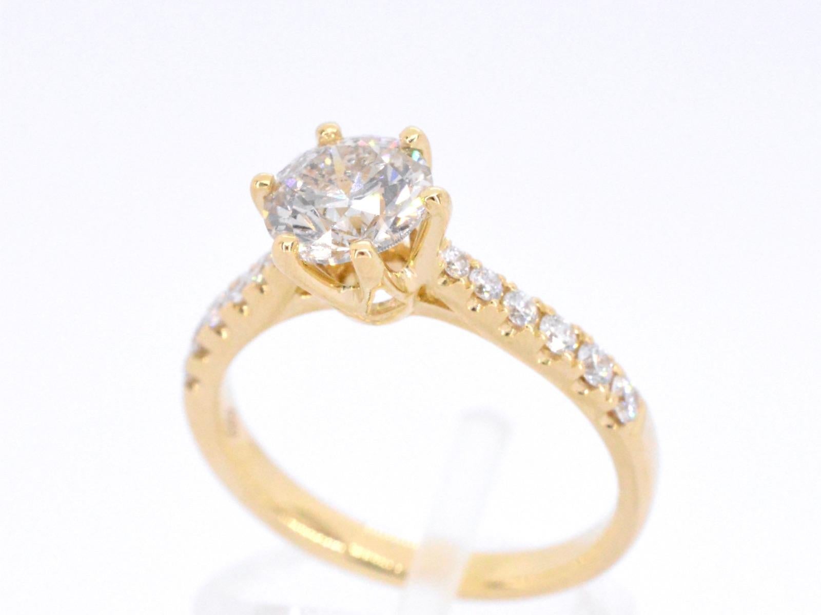 Contemporary Gold Ring with One Large Diamond For Sale