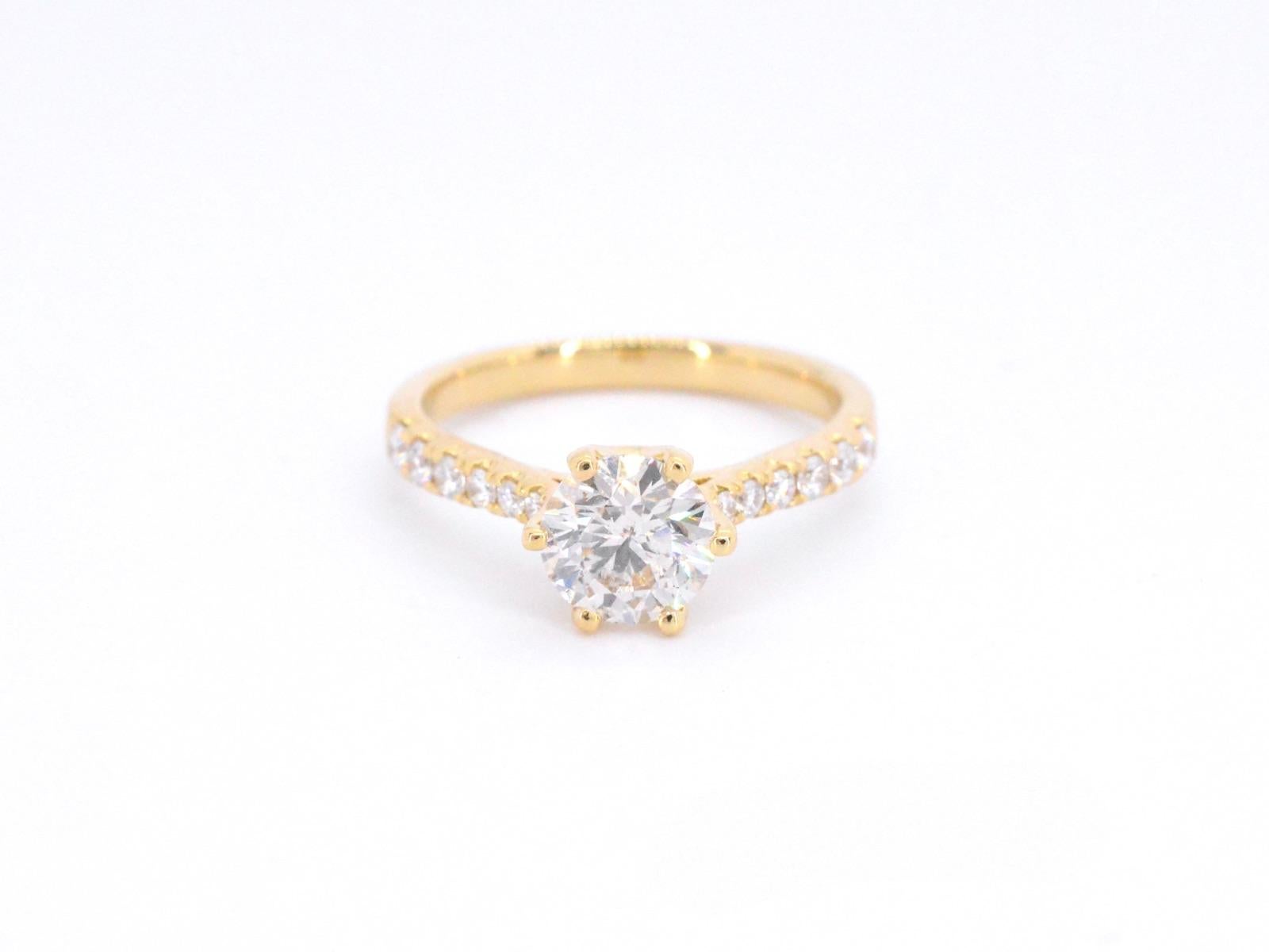Women's Gold Ring with One Large Diamond For Sale