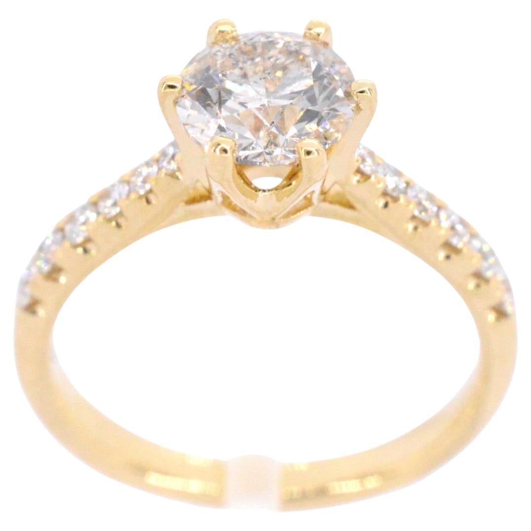 Gold Ring with One Large Diamond For Sale