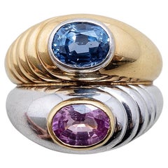 Gold Ring with Pink and Blue Sapphire