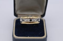 Gold Ring with Rotatable White Gold Band and Black & White Diamonds