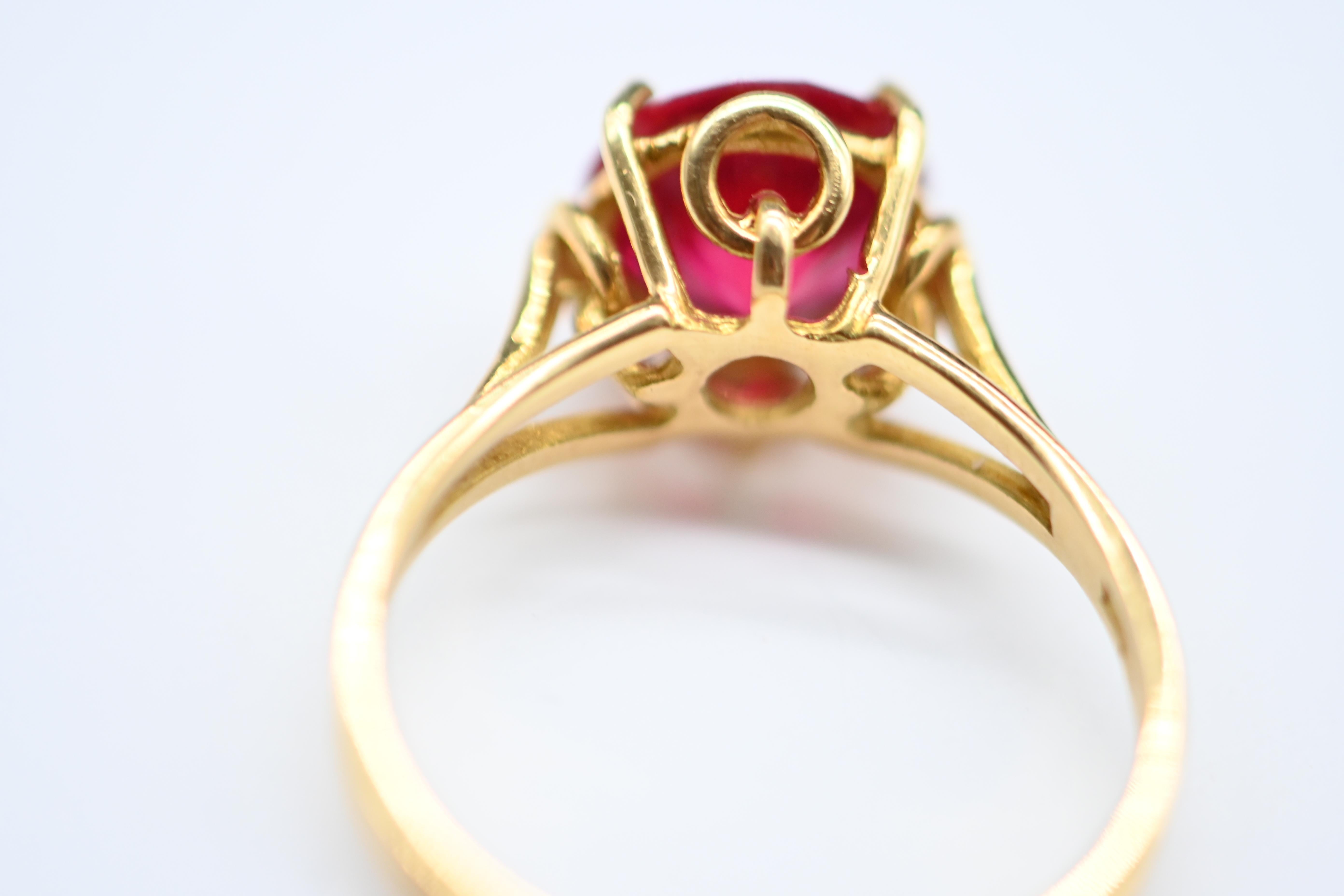 Gold Ring with Rubellite Solitaire For Sale 1
