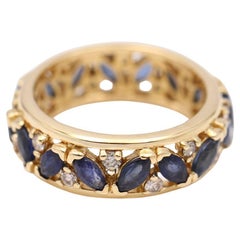 Gold Ring with Sapphires and Diamonds