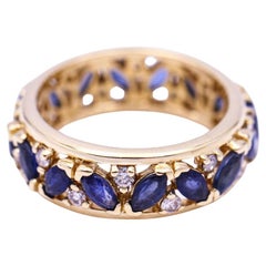 Gold Ring with Sapphires and Diamonds