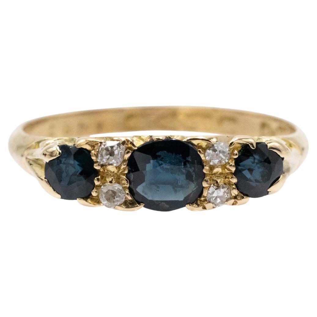 Anello in oro con zaffiri e diamanti, Gran Bretagna, 1931. in vendita
