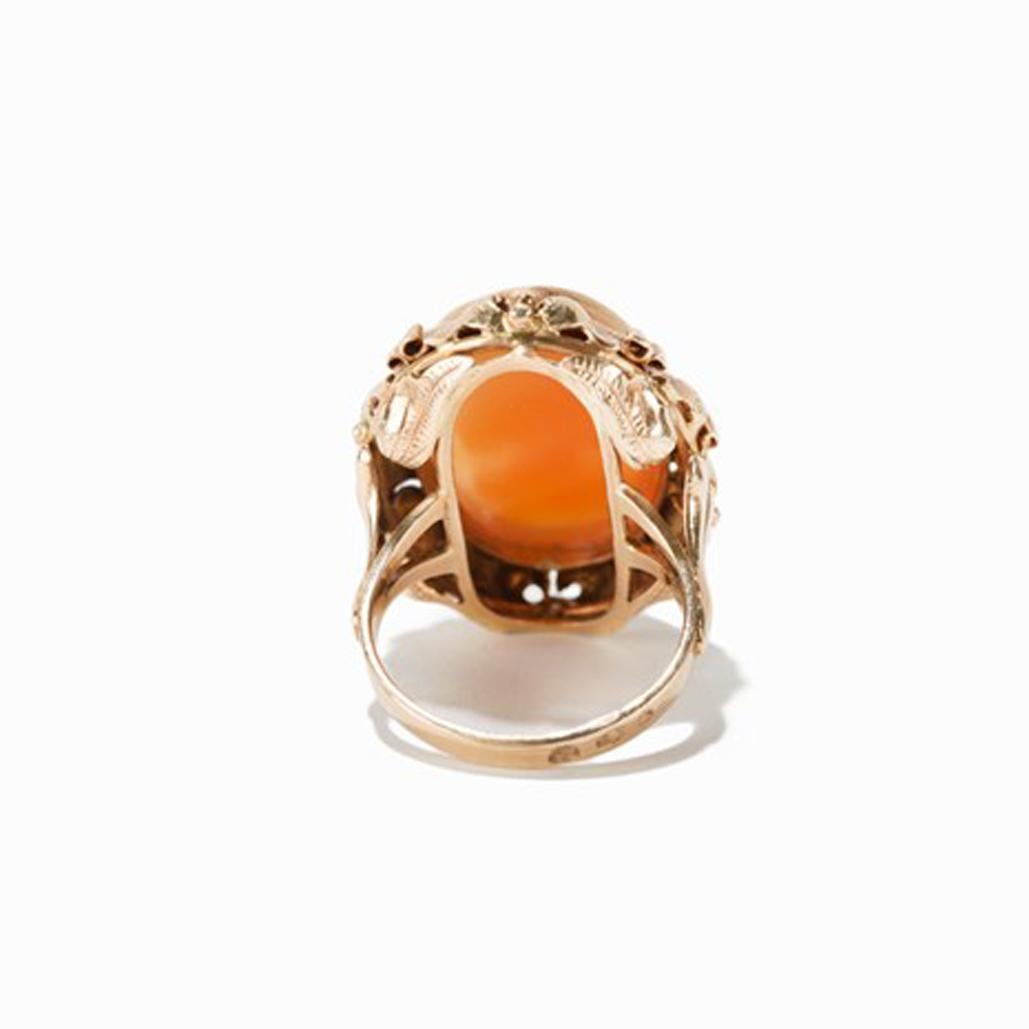 Russian Empire Gold Ring with Shell Cameo, Russia, circa 1900