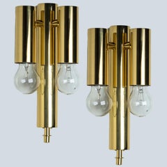 Gold Rod Glass and Brass Wall Sconce in Style of Sciolari, 1960