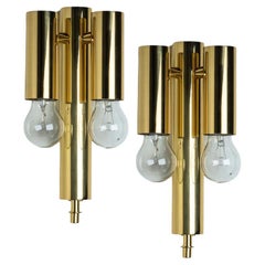 Gold Rod Glass and Brass Wall Sconce in Style of Sciolari, 1960