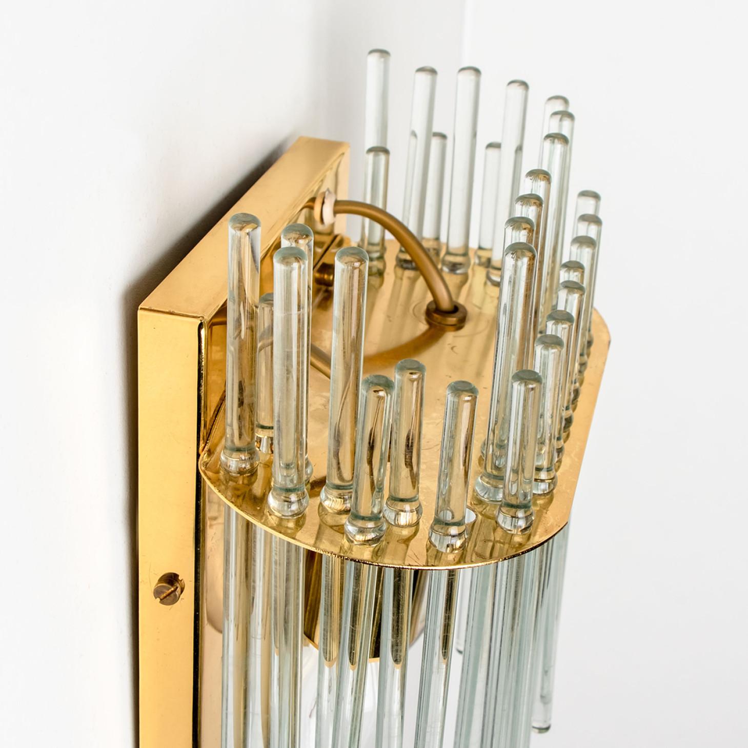 Gold Rod Glass and Clear Brass Wall Sconce, Sciolari, 1960 For Sale 3