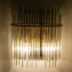 Gold Rod Glass and Clear Brass Wall Sconce, Sciolari, 1960