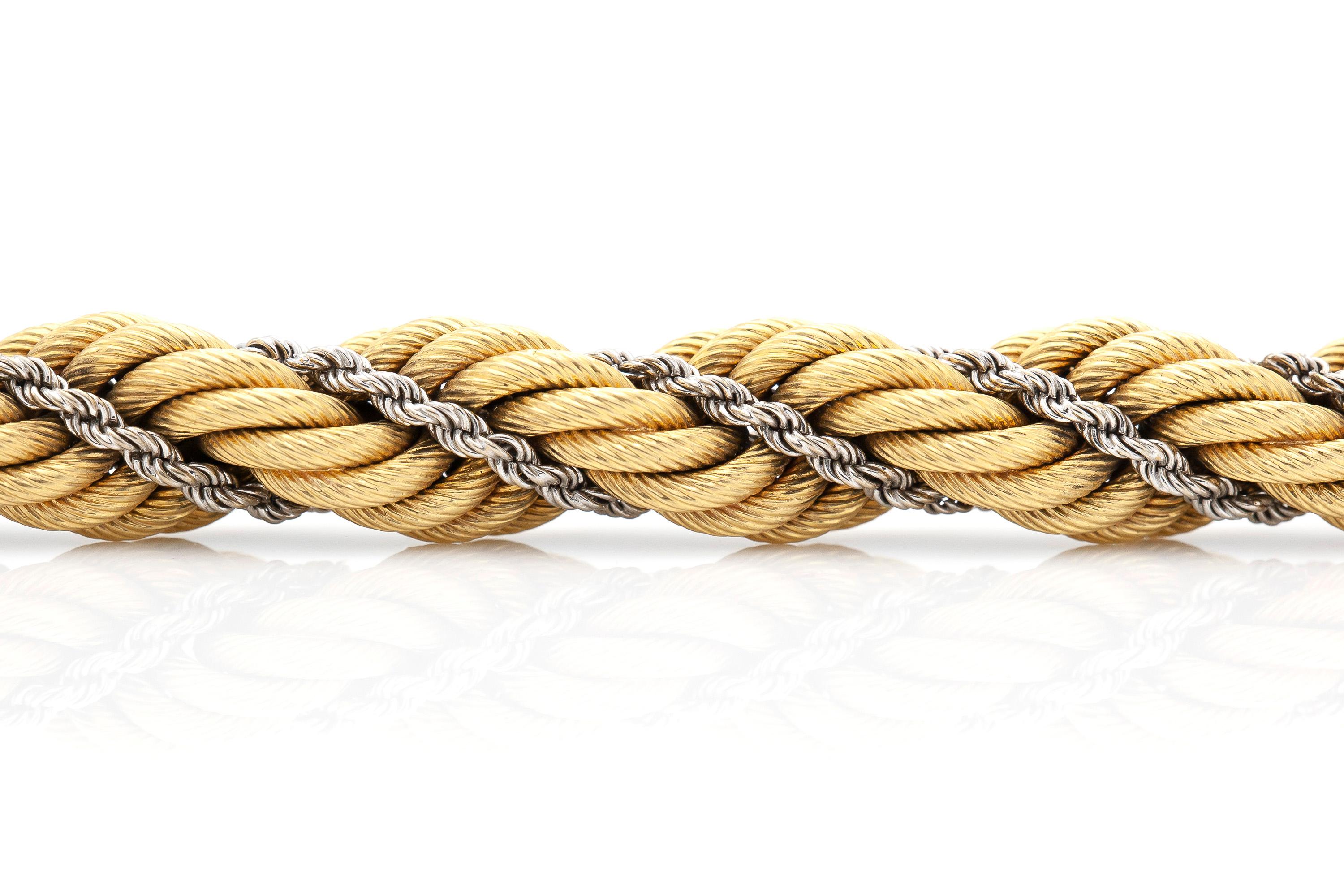 Beautiful 14k yellow gold rope bracelet weighing 75.2 DWT.