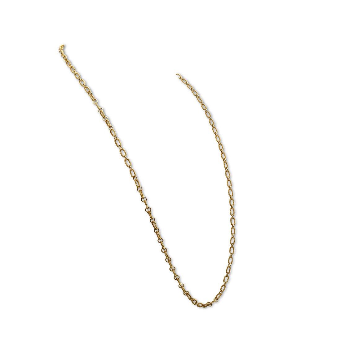 Gold Rope Link Chain Necklace In Excellent Condition In New York, NY