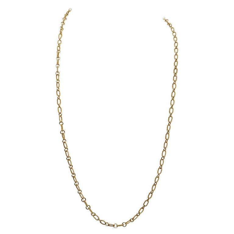 Gold Rope Link Chain Necklace at 1stDibs
