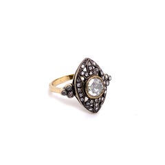 Gold Rose Cut Diamond Ring Art Deco Revival