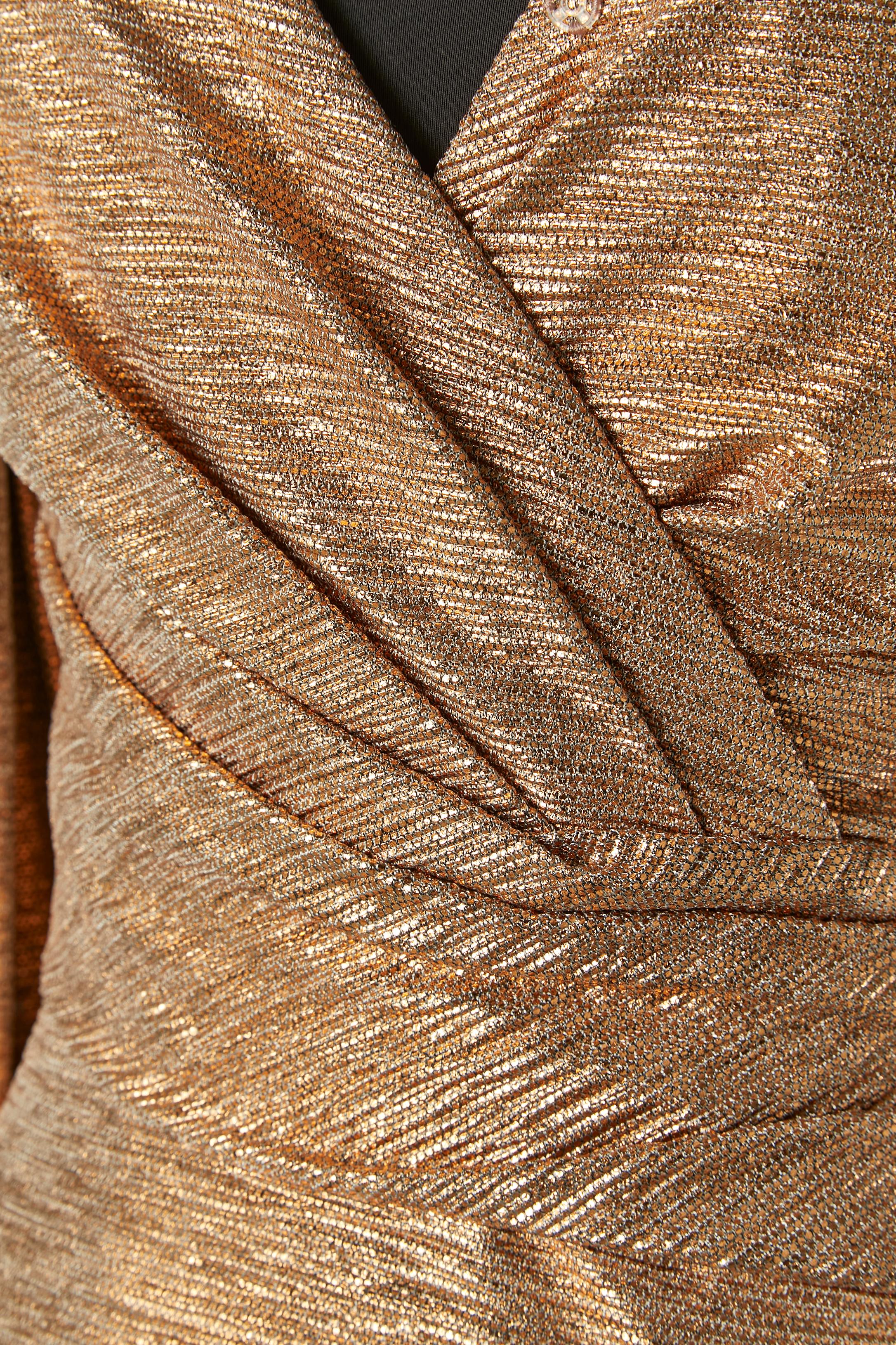 Robe de soirée rosée or avec manche 