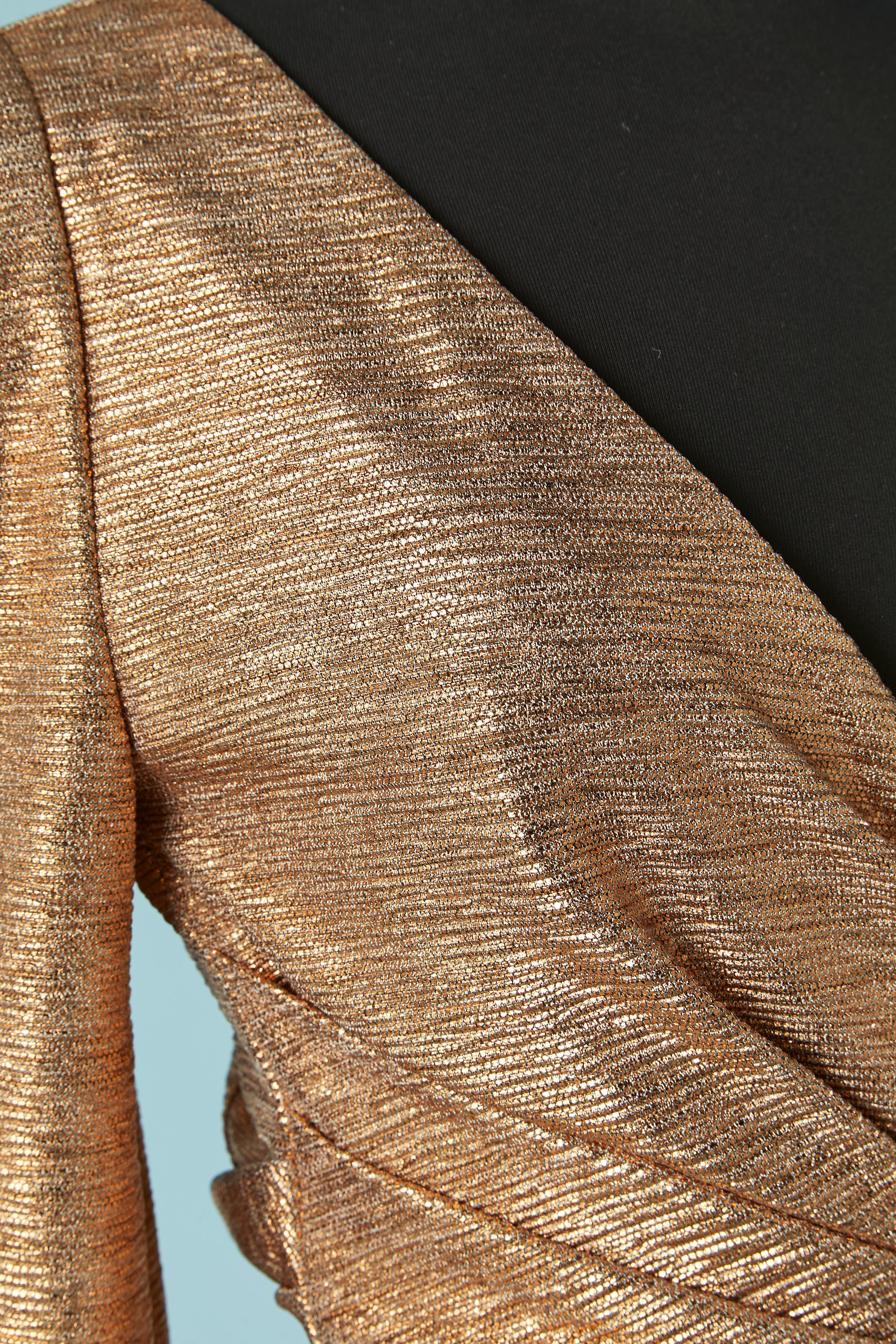 Marron Robe de soirée rosée dorée avec manche 