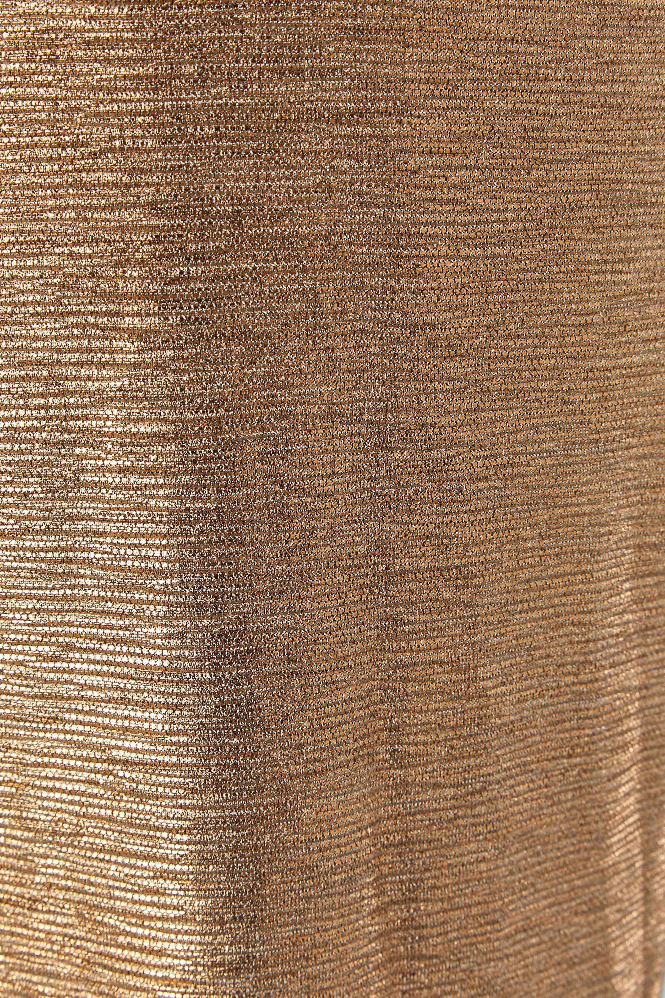 Robe de soirée rosée dorée avec manche 