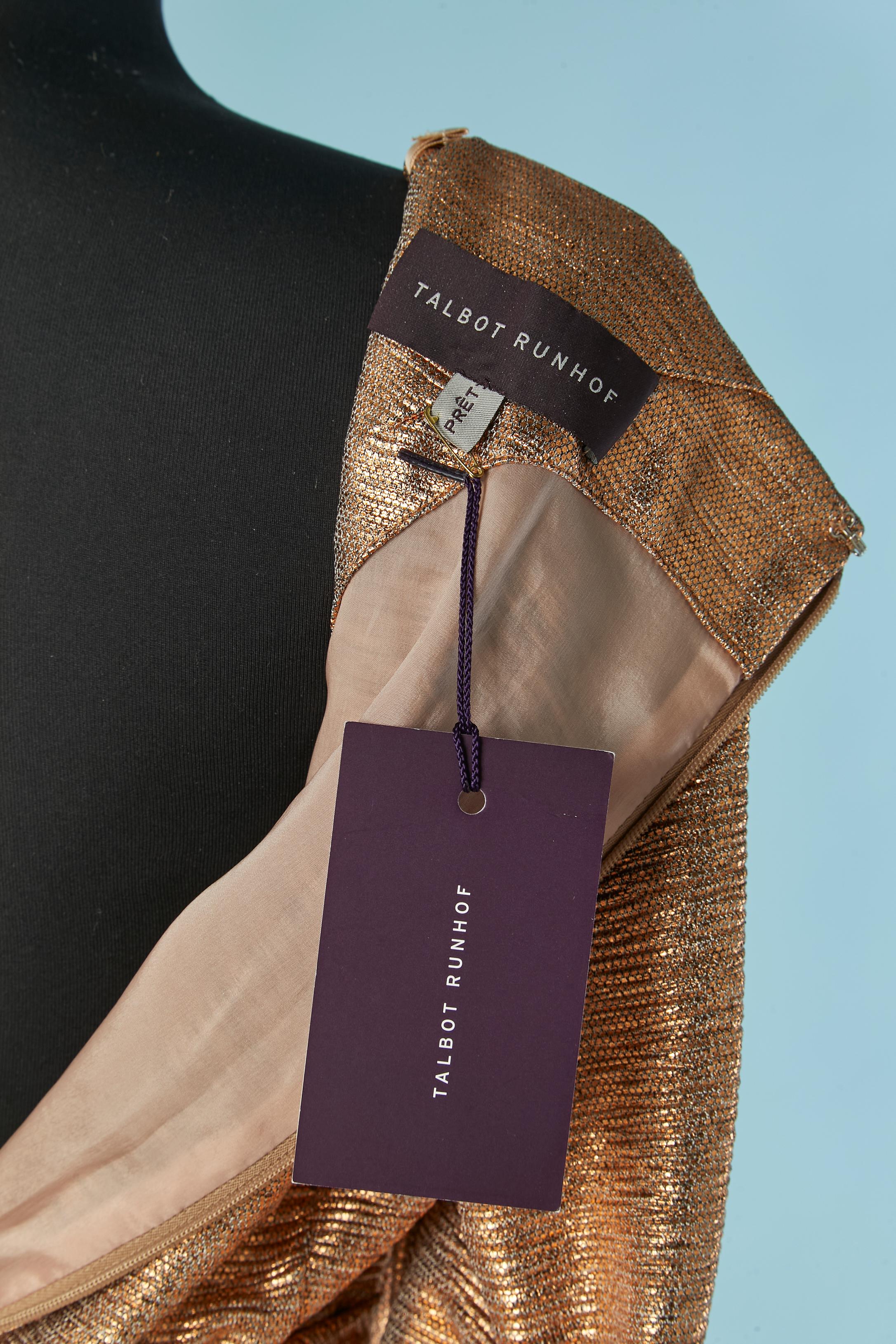 Robe de soirée rosée dorée avec manche 