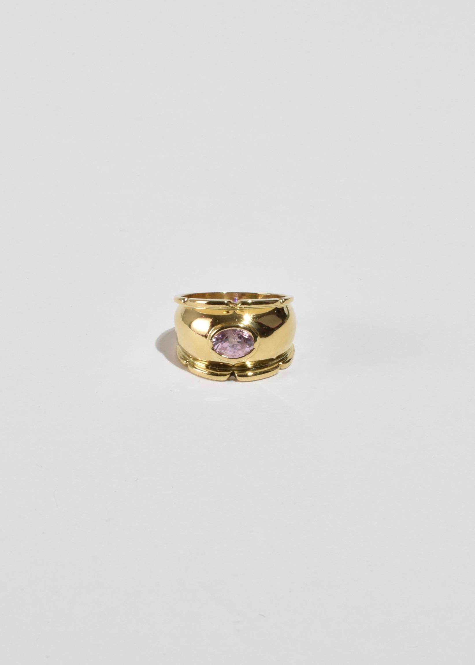 Oval Cut Gold Rose Quartz Ring