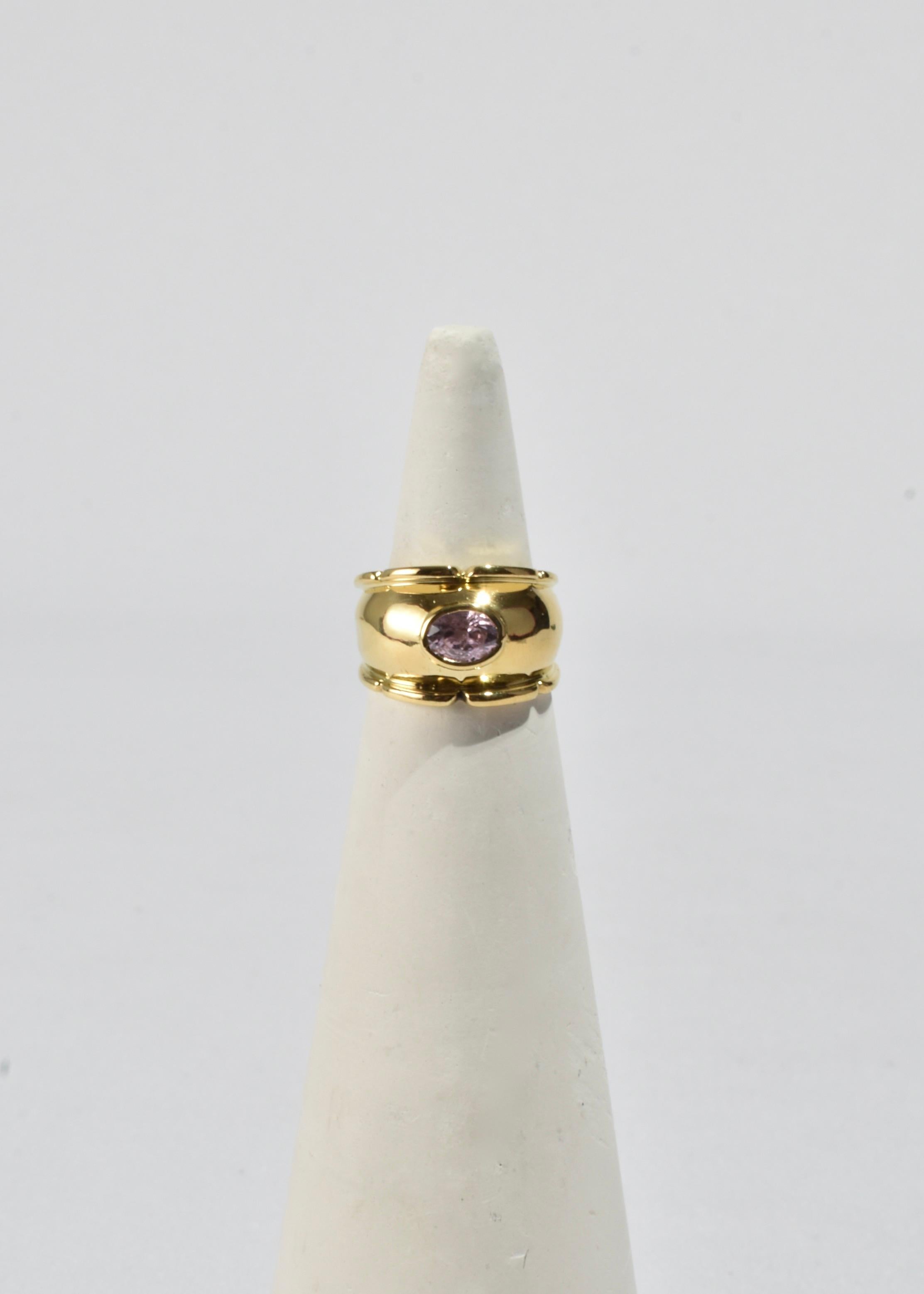 Women's or Men's Gold Rose Quartz Ring For Sale