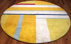 Tapis d'art vintage rond « Ilya Yulievich Bolotowsky » de la collection Nazmiyal, 7 pieds x 7 pieds