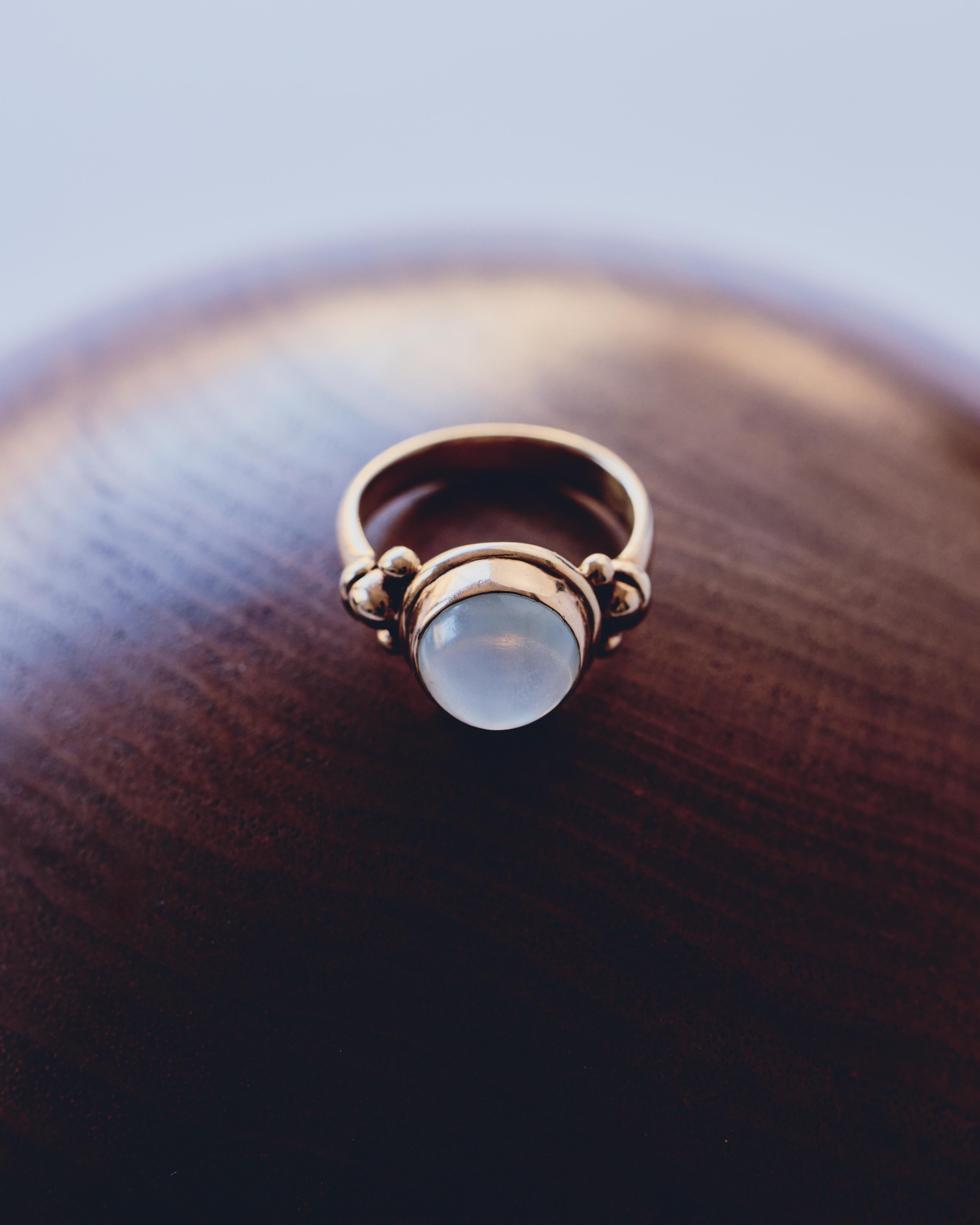 Gold Round Moonstone Ring For Sale 1