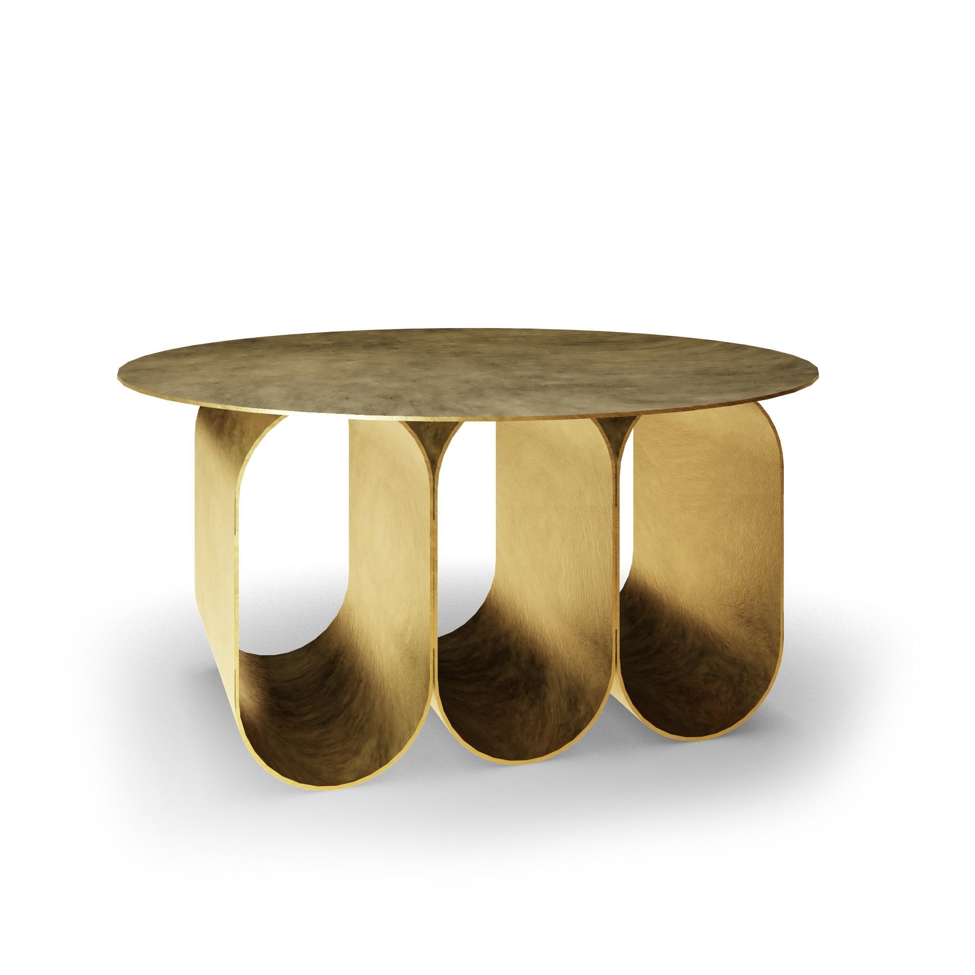 Post-Modern Gold Rounded 3 Arches Arcade Side and Coffee Table by Kasadamo