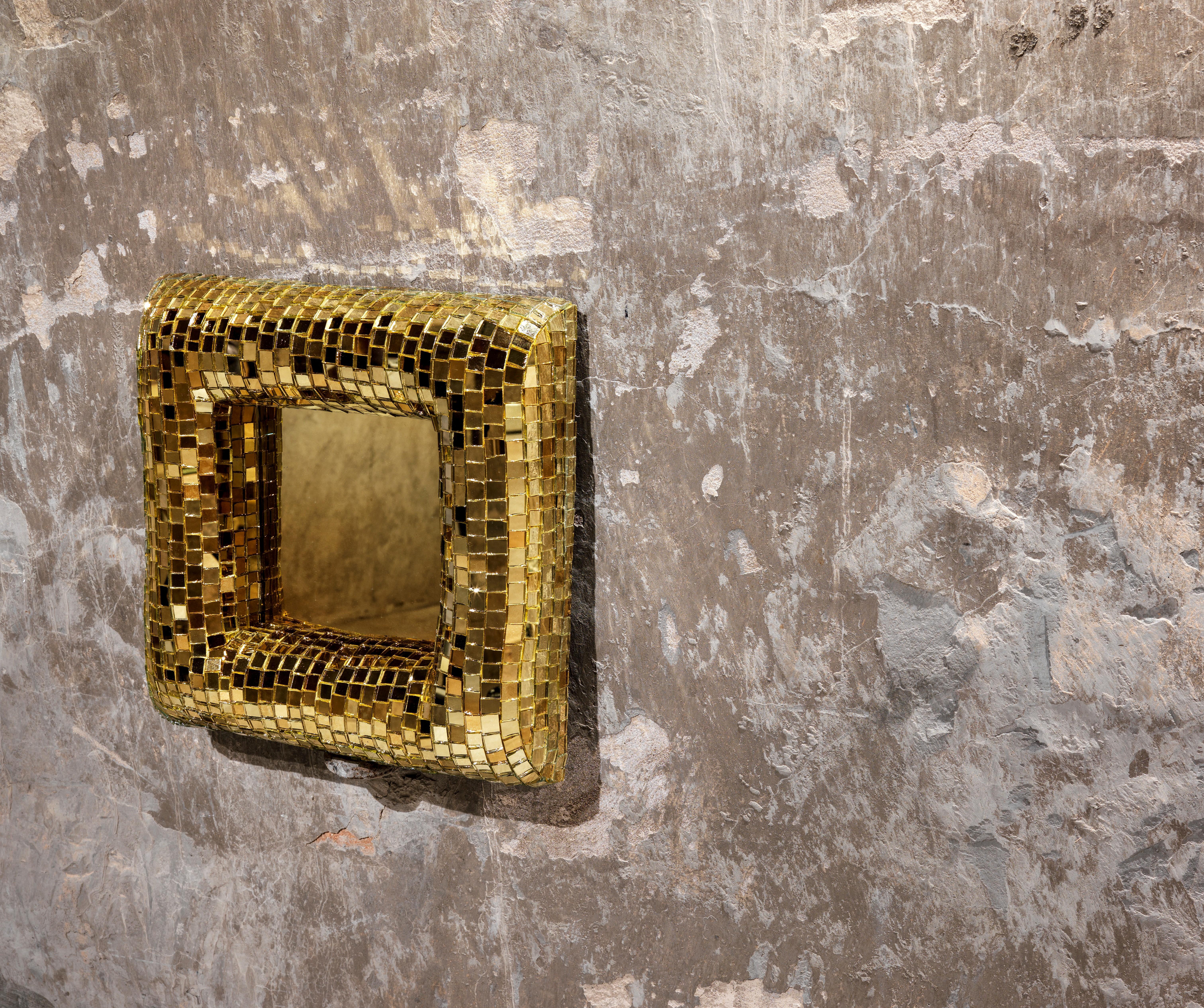 Gold rounded mirror by Davide Medri
Materials: mirror mosaic
Dimensions: W 40 x H 40 cm
Also Available in silver and in 3 sizes: 40 x 40, 60 x 60, 80 x 80 cm


Davide Medri was born in Cesena on August 7th 1967 and graduated at the Academy of