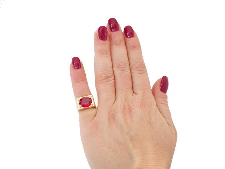 Gold Rubellite Pinkie Finger Ring For Sale at 1stdibs