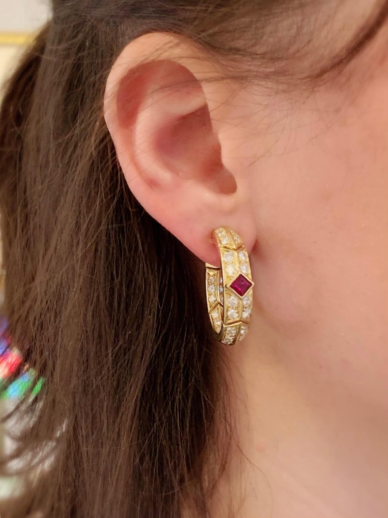 Women's Gold, Ruby and Diamond Earrings by Van Cleef & Arpels