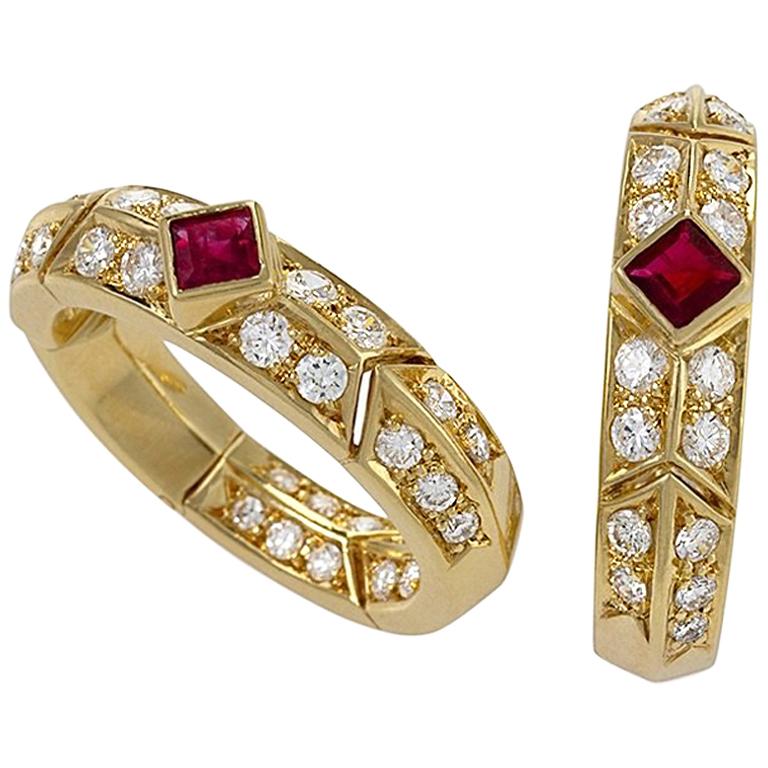 Gold, Ruby and Diamond Earrings by Van Cleef & Arpels
