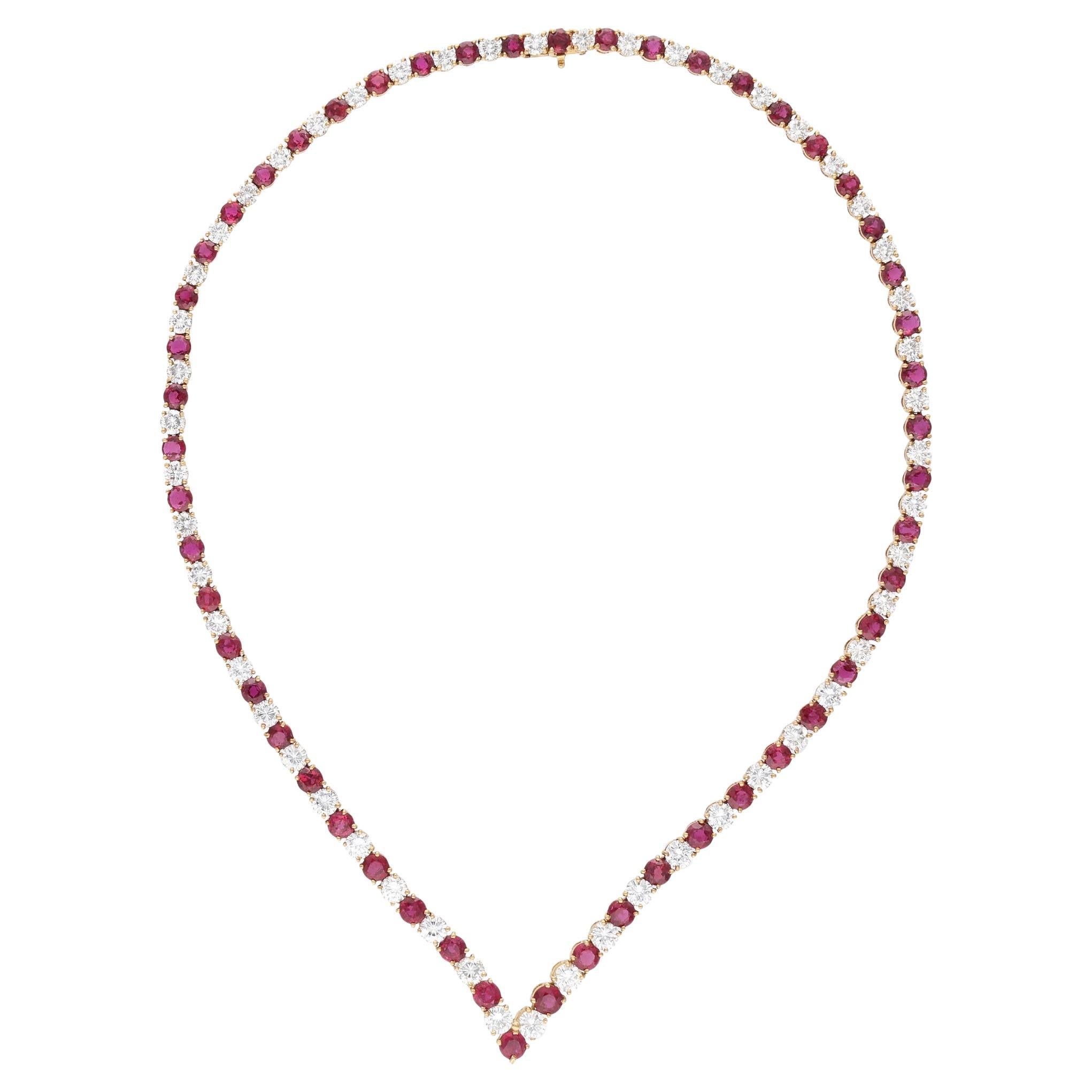 Gold, Ruby, and Diamond Necklace