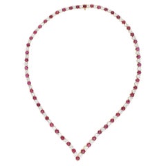 Retro Gold, Ruby, and Diamond Necklace