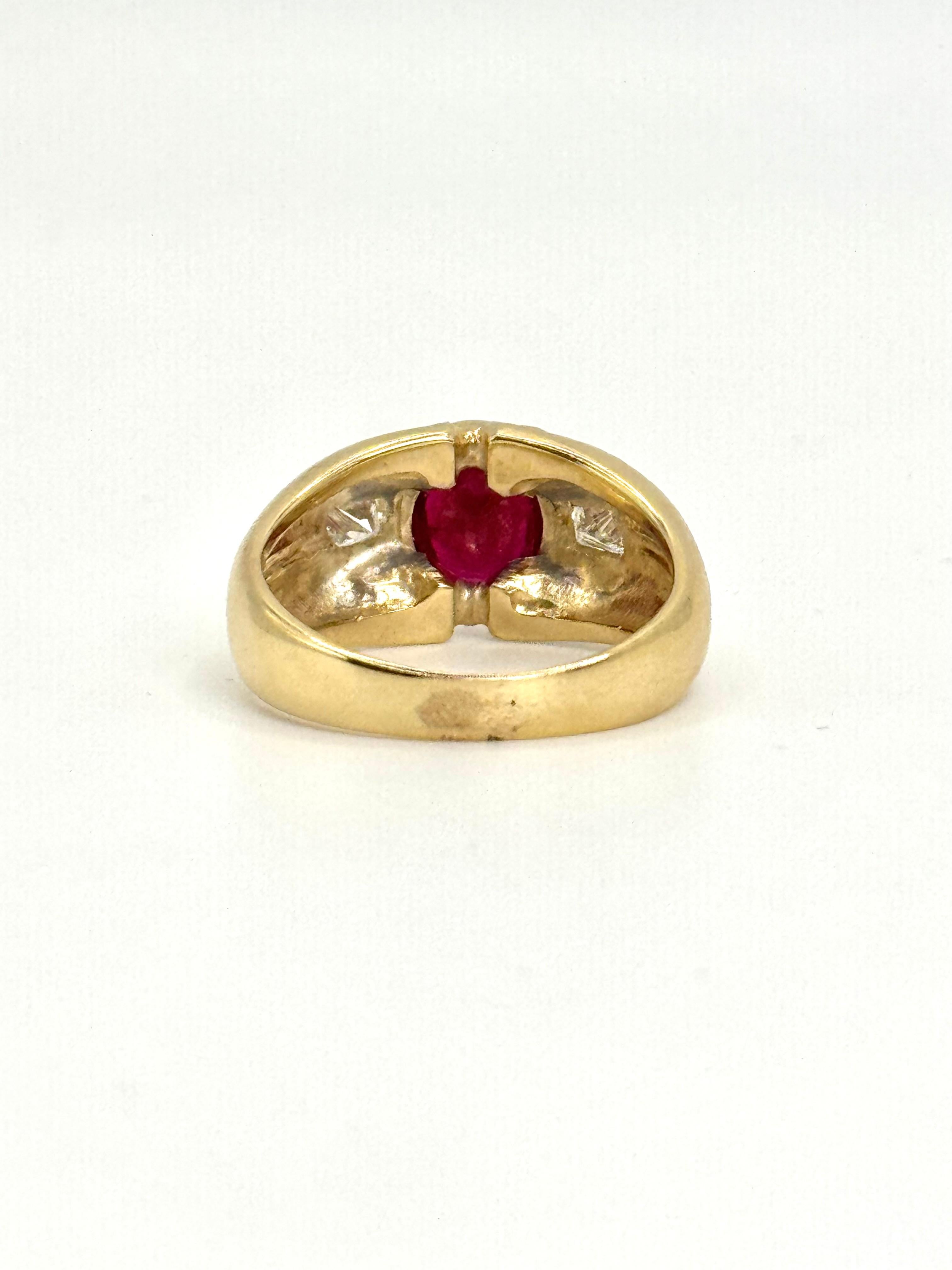 Oval Cut 14K Yellow Gold Ruby and Diamond Ring For Sale