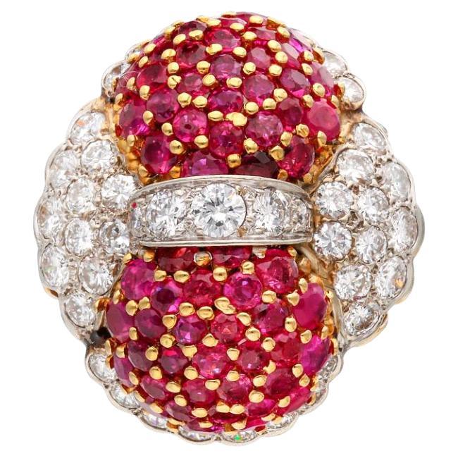 Gold, Ruby and Diamond Ring For Sale