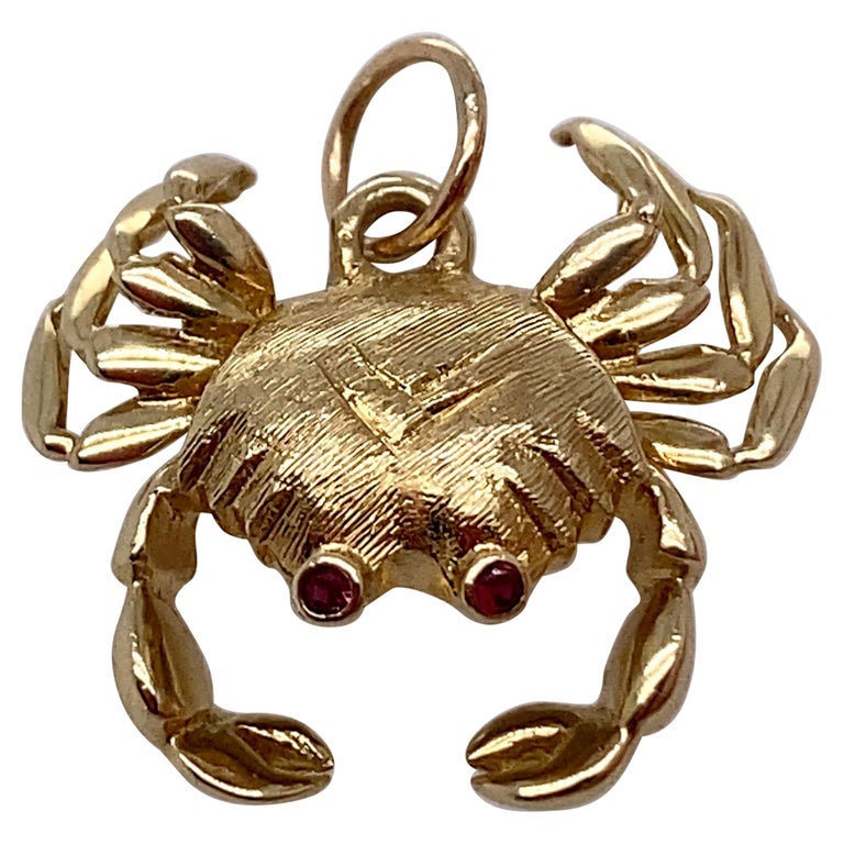 Gold and Ruby Cancer Crab Charm For Sale at 1stDibs