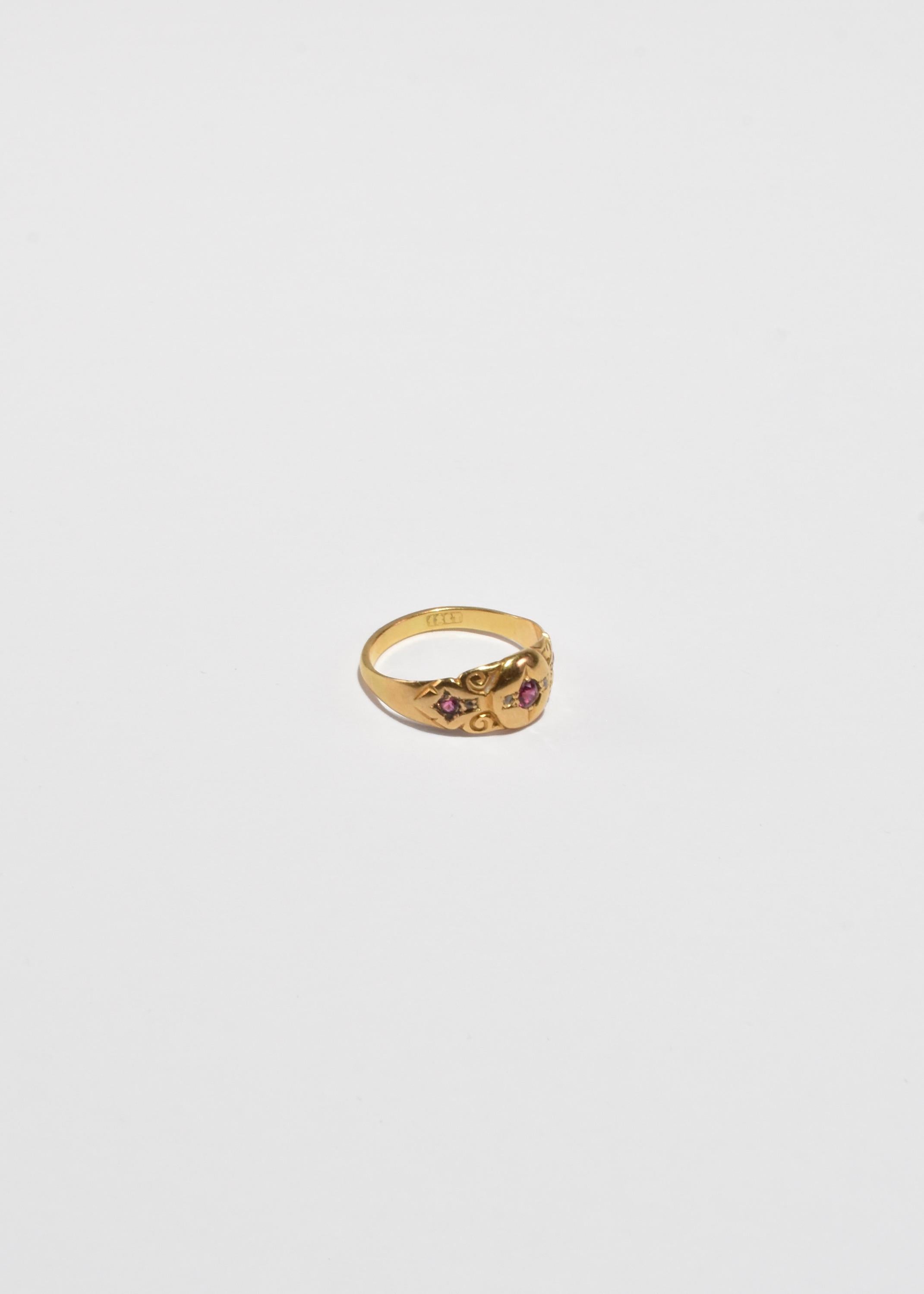 Round Cut Gold Ruby Diamond Ring